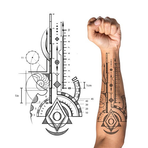 Design with the title 'Geometry Ruler Tattoo'