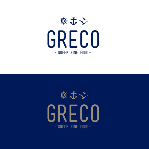 Mediterranean logo with the title 'GREEK FINE FOOD'