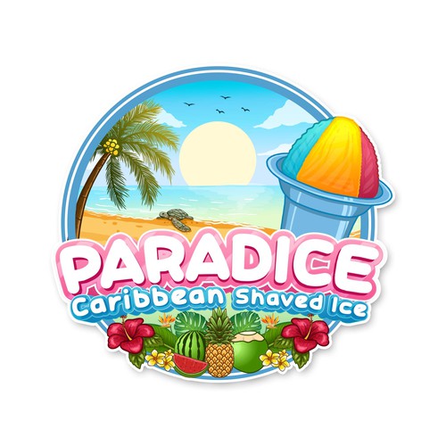 Ice cream shop design with the title 'paradice sahved ice'
