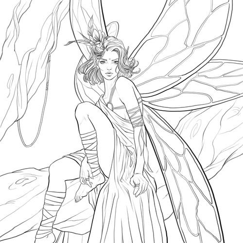 Coloring book illustration with the title 'hadas'