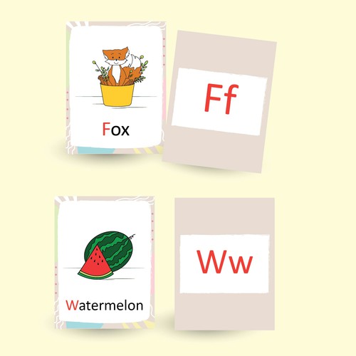 Card artwork with the title 'Design a set of toddler flashcards'
