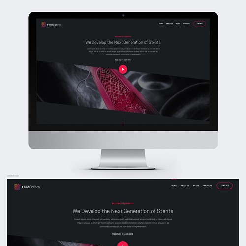 Medical design with the title 'Biomedical Startup Website Design'