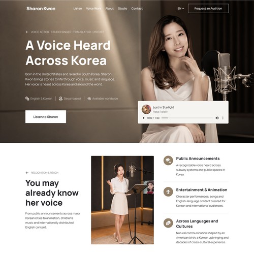 Design with the title 'Global Voiceover Sound Demo Website'