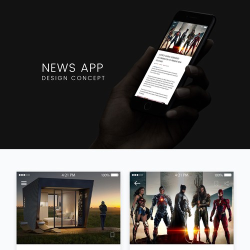 News design with the title 'News app design concept'