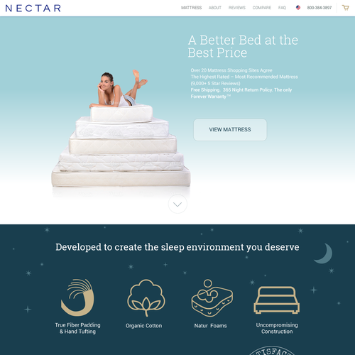 Comfortable design with the title 'Web Design concept for bed and mattress seller'