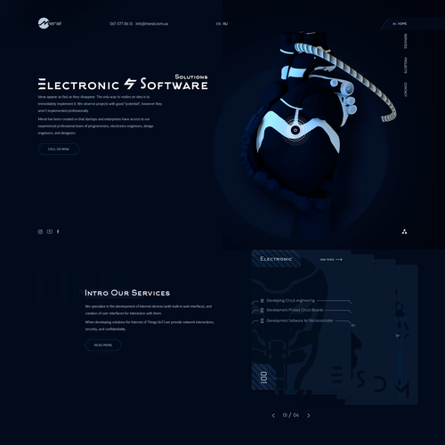 3D website with the title 'Landing Page for IT Company'
