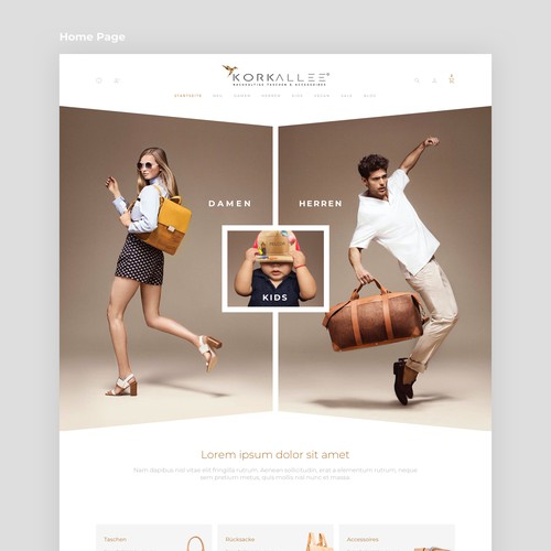Fashion website with the title 'Online shop website design'