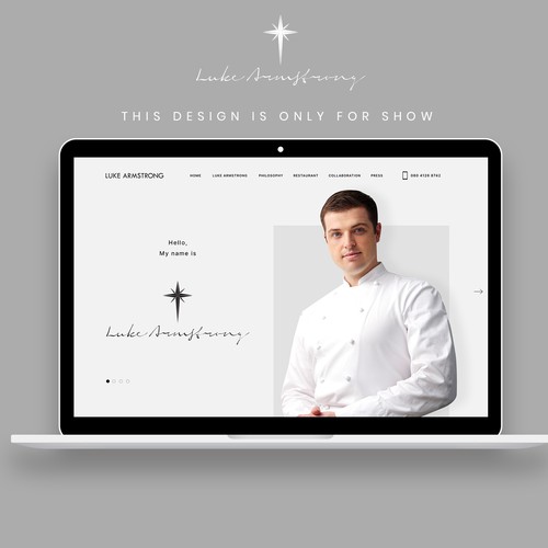 Landing page website with the title 'Web design for Luke Armstrong Chef.'