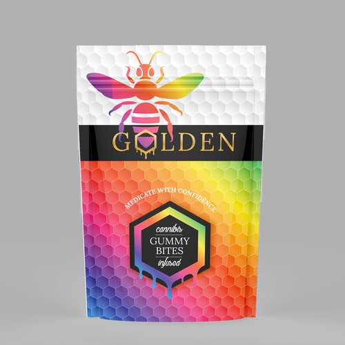 Honeycomb design with the title 'Contest Entry for Cannibis Gummy Bites'