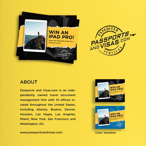 Tourism design with the title 'Win an iPad Pro! - Print Design'