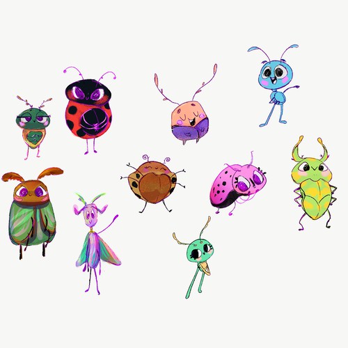 Creature artwork with the title 'Bugs characters concepts'
