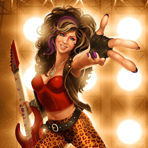 Lady design with the title 'Lady Rocker 80's'