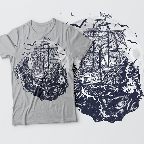 Retail t-shirt with the title 'Fishing Pirate Thema'