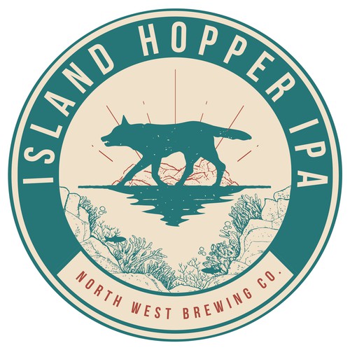 Underwater artwork with the title 'Island Hopper IPA'