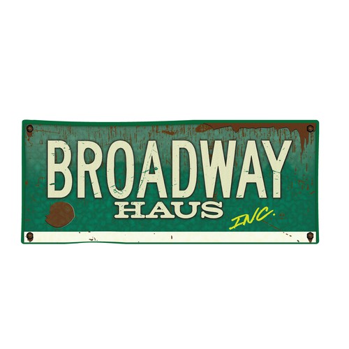 Theater design with the title 'Broadway House Inc. rusty street sign request'