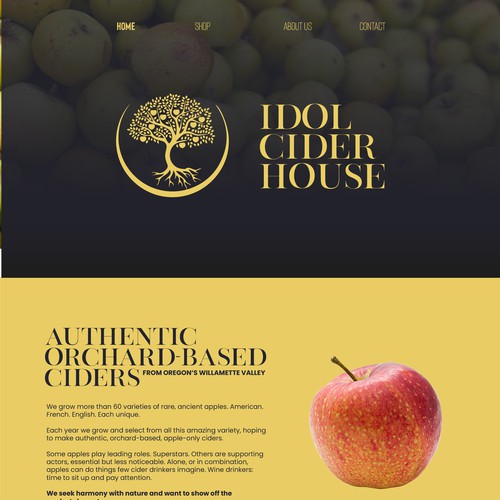 Site design with the title 'Cider website'