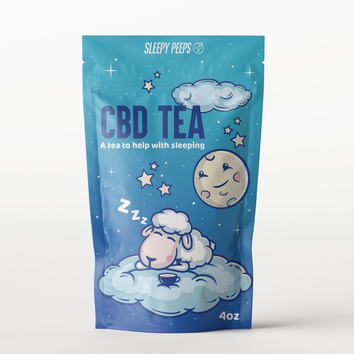 Cute packaging with the title 'Product packaging for CBD Tea'