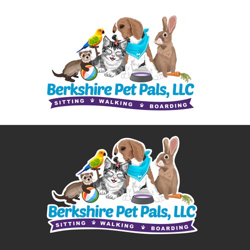 Parrot design with the title 'Illustrated Logo for Berkshire Pet Pals, LLC'