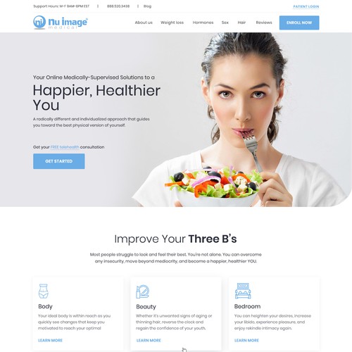 Bootstrap website with the title 'Futuristic online medical company needs a new homepage!'