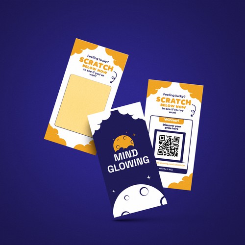 Toilet design with the title 'Glowing Mind Scratch card'