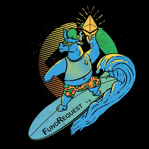 Bear t-shirt with the title 'Fund Request: A decentralized marketplace for open source collaboration'