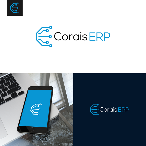 Technology logo with the title 'Corais ERP Logo'