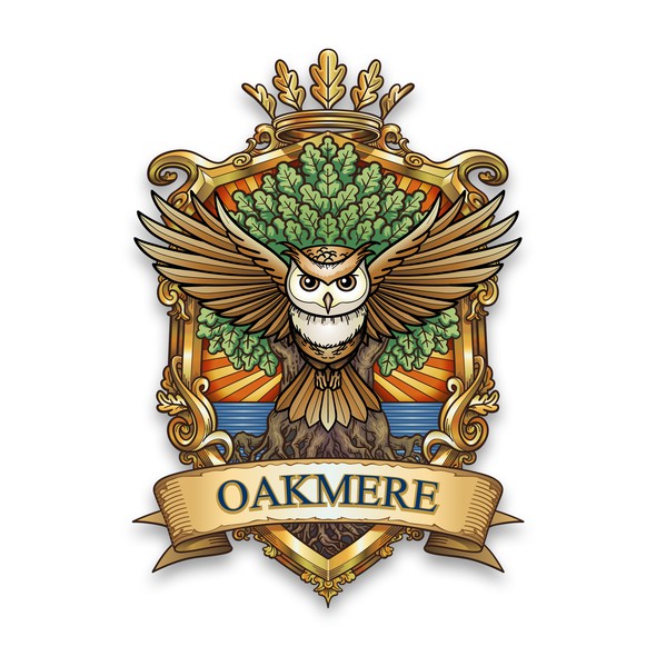 Vintage illustration with the title 'Owl Crest'