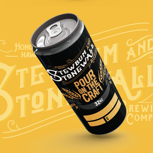 Sticker label with the title 'Stewbum & Stonewall Brewing Co. Beer Label'