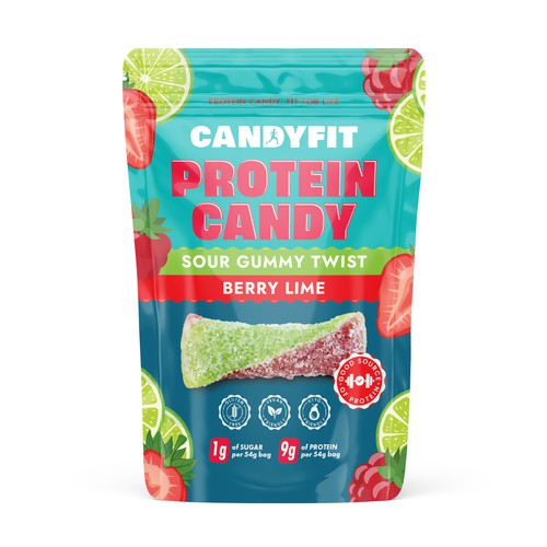 Gummy packaging with the title 'Protein Candy'