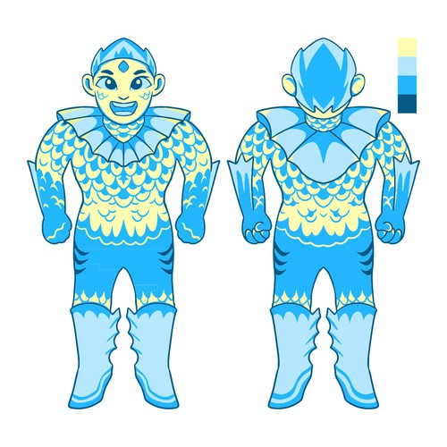 Superhero artwork with the title 'one of my designs for the children's super hero design competition'