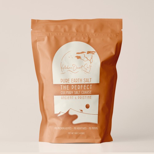 Salt packaging with the title 'Pristine Desert Salt Packaging'