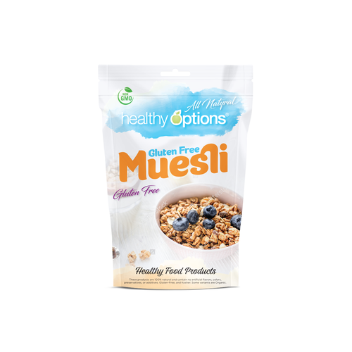 Flexible design with the title 'Healthy Options Muesli'