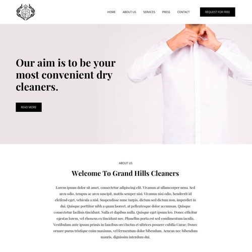 Garment design with the title 'Website Design for Grand Hills Cleaners'