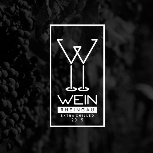 Glass bottle label with the title 'Wein - Wine bottle label '