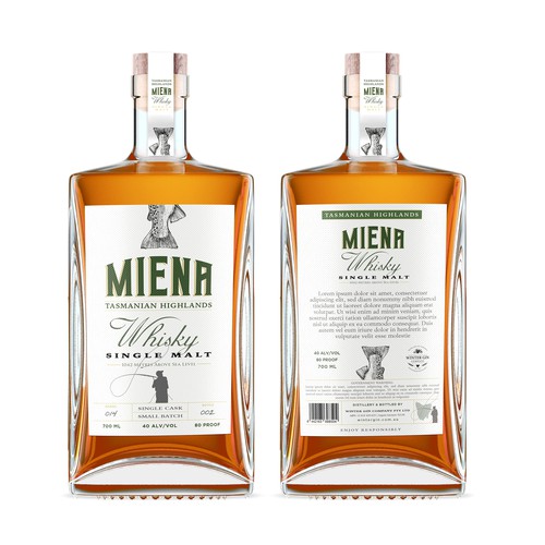 Whiskey label with the title 'Ganador concurso etiqueta de Whisky'