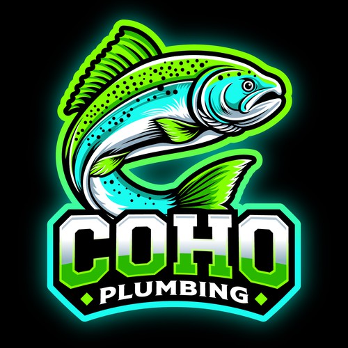 Salmon logo with the title 'Coho Plumbing'