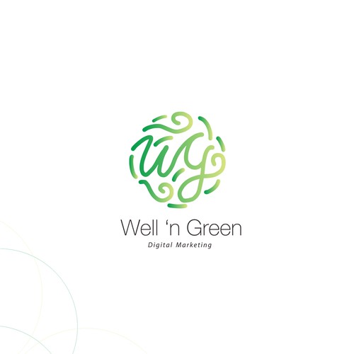 Digital marketing logo with the title 'logo concept for Well 'n Green'