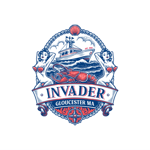 Engraving logo with the title 'Invander Gloucester Logo Design'