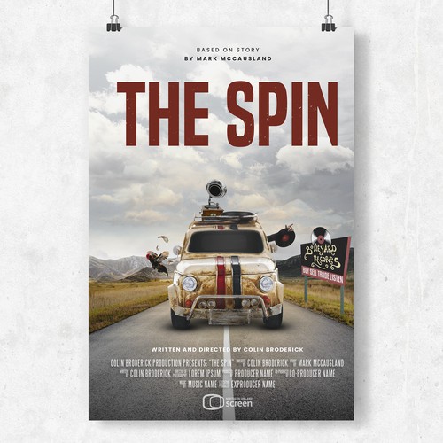 Road design with the title 'Movie Poster - The Spin'