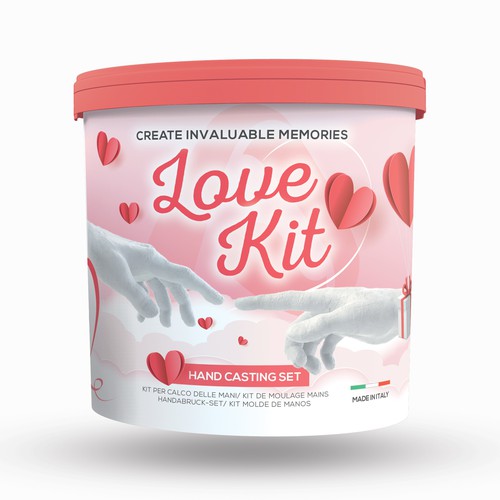 Label packaging with the title 'Label design for Algaplay Love Kit'