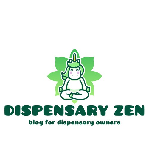 Unicorn logo with the title 'Cute logo for the Dispensary Zen blog'