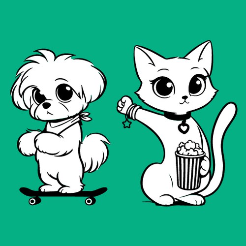 Friend design with the title 'Fluffy Friends Duo Crafting Mascots That Spark Joy'