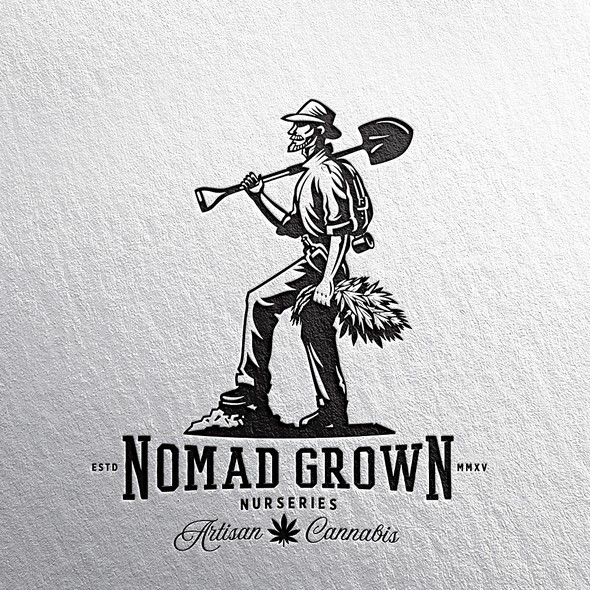 Modern rustic logo with the title 'Nomad Grown'