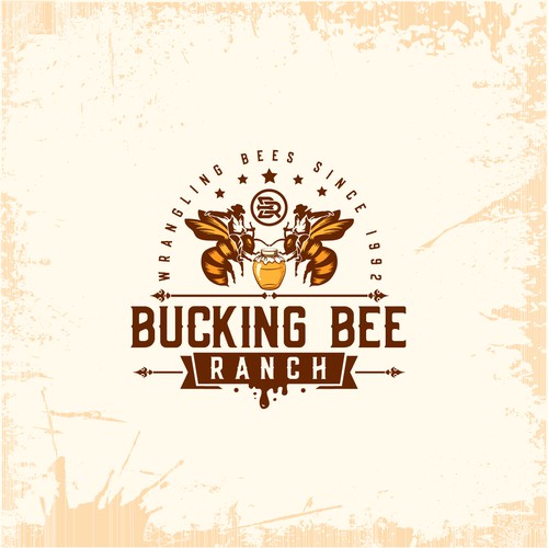 Cowboy hat logo with the title 'Bucking Bee Ranch WESTERN LOGO '