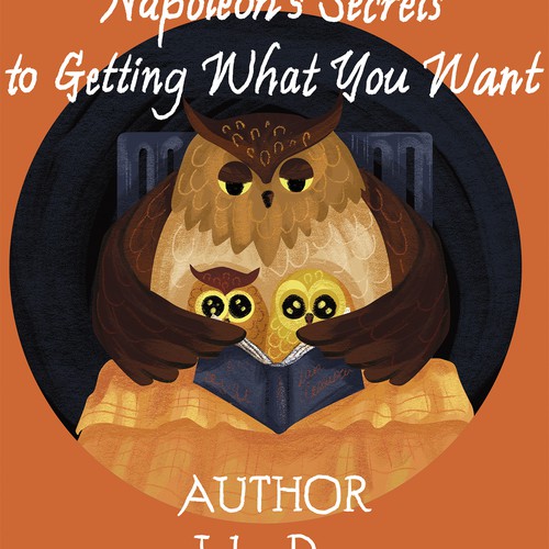 Owl illustration with the title 'Book Cover Design Sample'