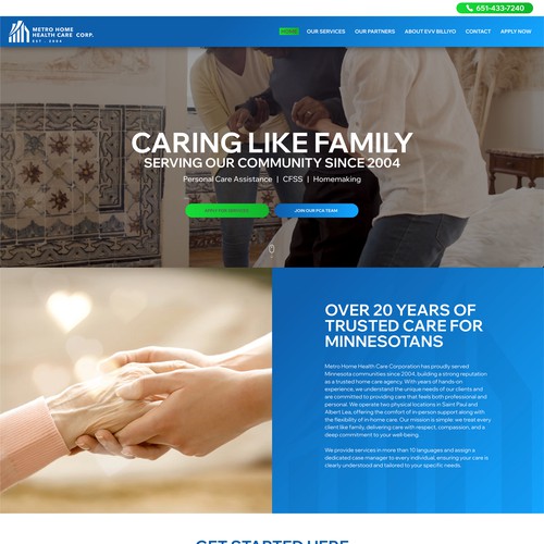 Minnesota design with the title 'Wix website for Metro Home Healthcare'