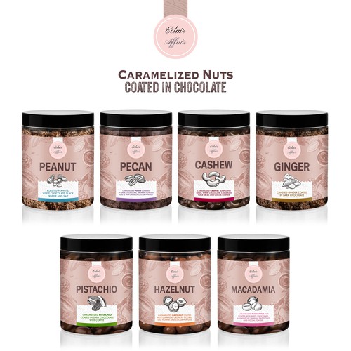 Hazelnut design with the title 'Label design for the chocolate packaging'