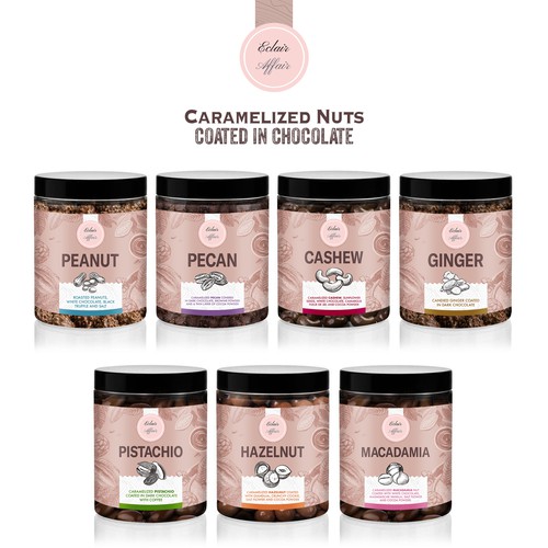 Hazelnut design with the title 'Label design for the chocolate packaging'
