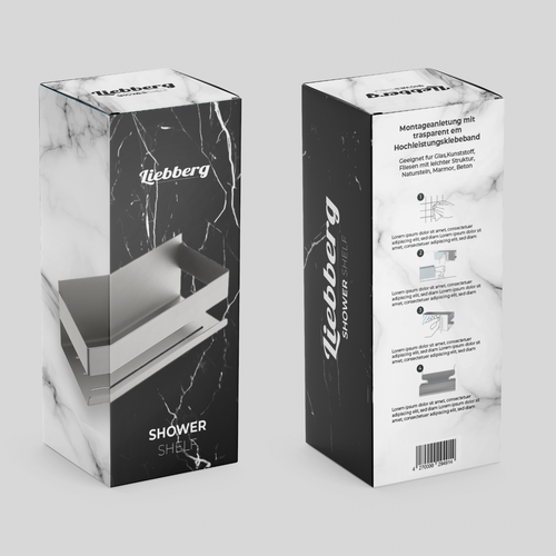 Shower design with the title 'Shower Shelf Packaging '