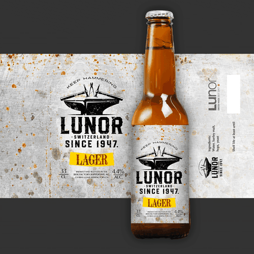 Swiss design with the title 'Vintage Beer Label for industrial company in Switzerland'